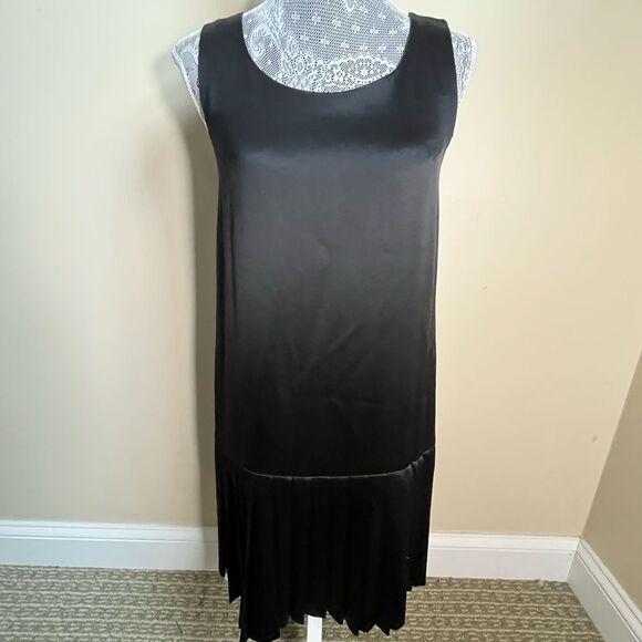 Moda Donatella Black Sleeveless Flapper Style Silk Dress Sz Small - Picture 1 of 6